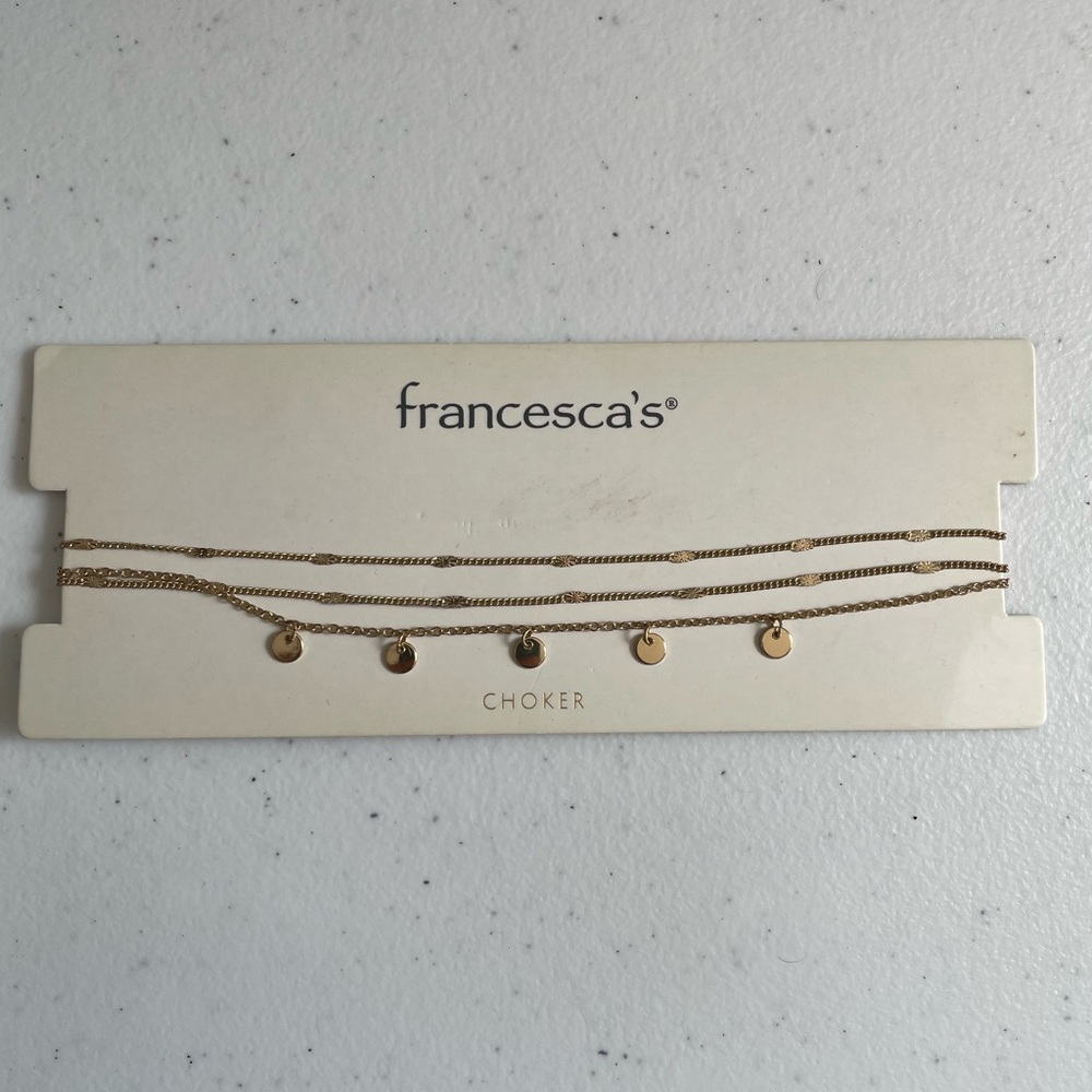 NWT Francesca's Collections Gold Disc Layered Necklace